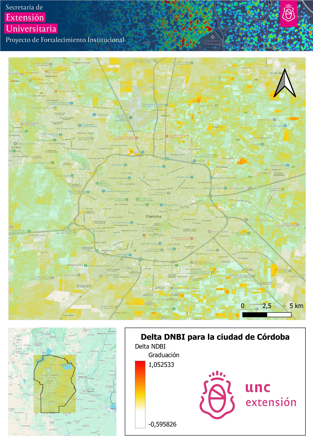 Mapa Delta NDBI Ciudad de Córdoba