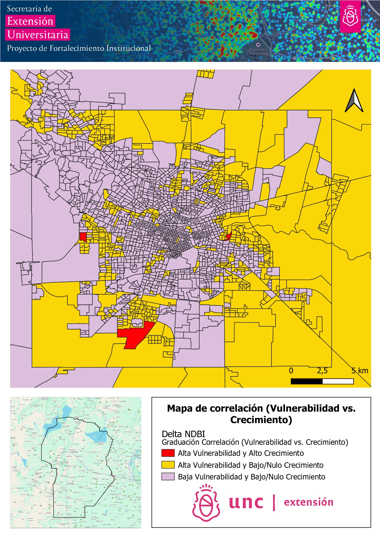 Mapa de correlación (Vulnerabilidad vs. Crecimiento)