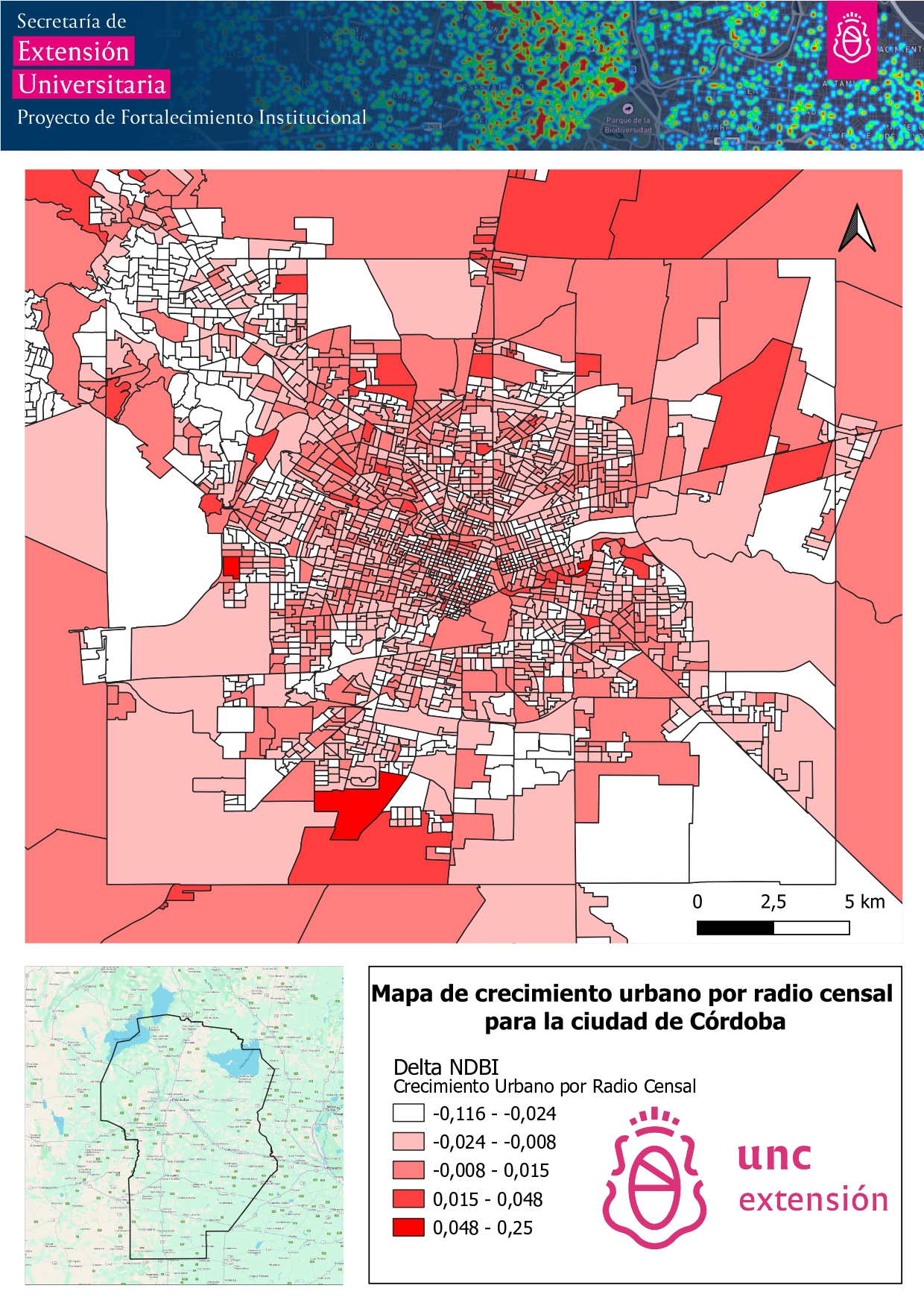 Mapa de crecimiento urbano por radio censal
